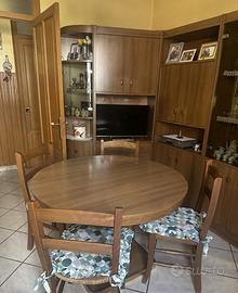 Tavolo Rotondo Allungabile in Legno + 4 sedie