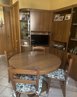 Tavolo Rotondo Allungabile in Legno + 4 sedie