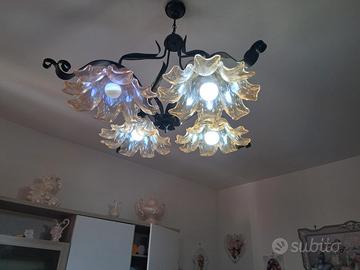 lampadario di 4 bocce vetro murano 