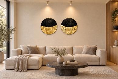 Onde d’Oro – Coppia di Quadri Materici 60×60 cm