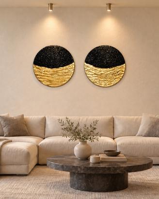 Onde d’Oro – Coppia di Quadri Materici 60×60 cm