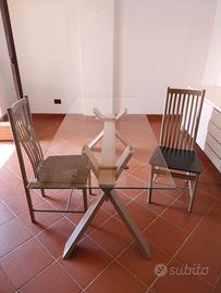 Tavolo legno e vetro con 6 sedie