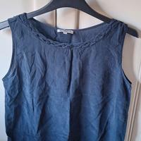 Canotta Elegante pura seta  Blù Scuro/Navy 