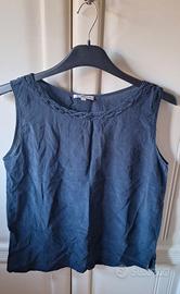 Canotta Elegante pura seta  Blù Scuro/Navy 