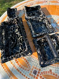 Set bagno effetto marmo nero vintage