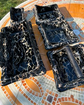 Set bagno effetto marmo nero vintage