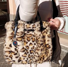 Borsa in eco pelliccia maculata