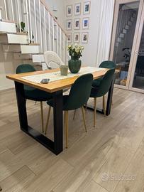 Tavolo artigianale in legno di faggio naturale