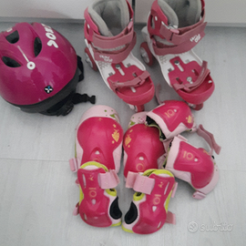 Pattini a rotelle bambina n. 26 - 28 + accessori