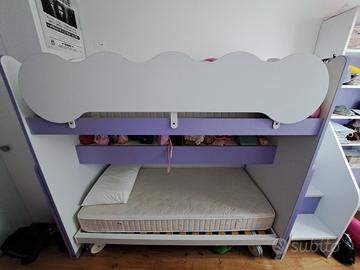 letto a castello, cassetti e passatoio posterio