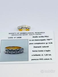 anello riviere oro 18kt brillanti ct 1.25 poli