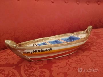 Nino Parrucca portacenere barca ceramica firmato 