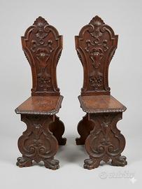 coppia sedie stile rinascimento 