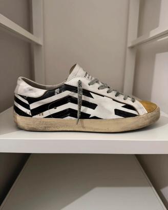 Golden Goose - Super-star White Flag in pelle