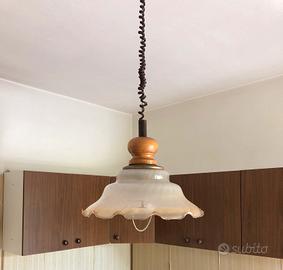 Lampadario in vetro ondulato murano