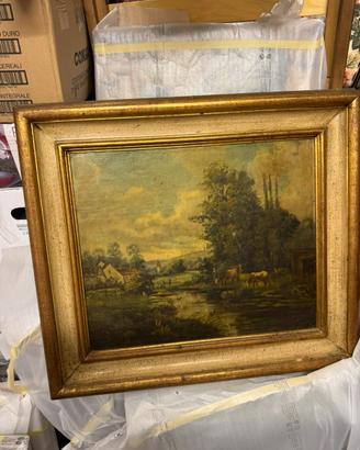 Quadro d'epoca olio su tela Paesaggio primi 900