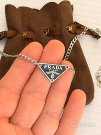 Collana Reworked Prada targhetta collana catena