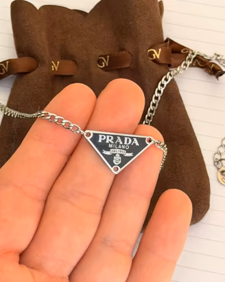 Collana Reworked Prada targhetta collana catena
