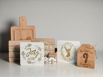 Set sottobicchieri natalizi legno e tagliere