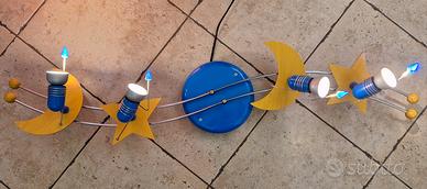 plafoniera Sole Luna 4 faretti blu gialla