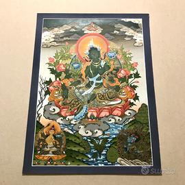 Thangka con Divinità Tara Verde - Dipinto Tibetano