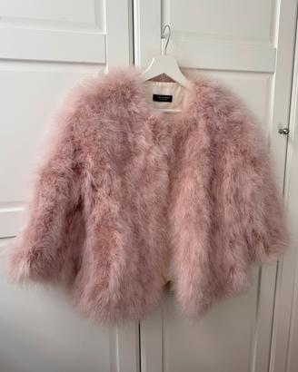 Giacca Yves Salomon vera pelliccia rosa Nuova 36
