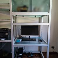 libreria alluminio e ripiani vetro ,componibile