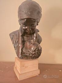 statua bronzo con base marmo