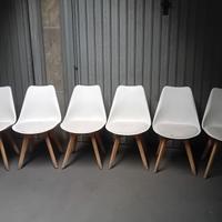 Set di sedie in plastica,legno,cuscino in ecopelle