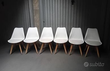 Set di sedie in plastica,legno,cuscino in ecopelle