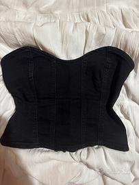 top nero in denim stradivarious