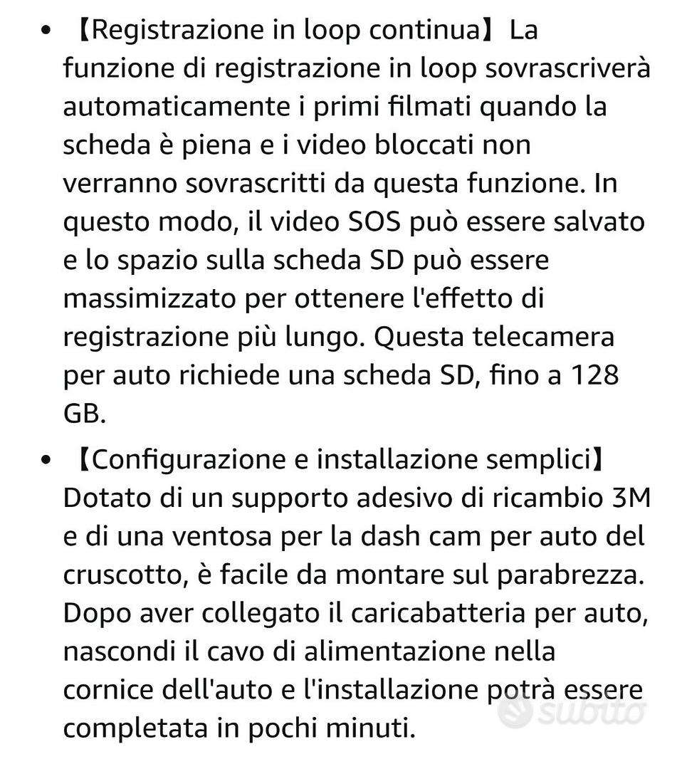 Nuovo.Telecamera Per Auto 2K con scheda SD 64G - Accessori Auto In vendita  a Treviso