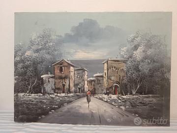 Dipinto su Tela 70x50 Paesaggio Borgo Antico 