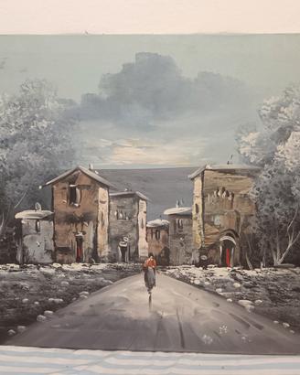 Dipinto su Tela 70x50 Paesaggio Borgo Antico 