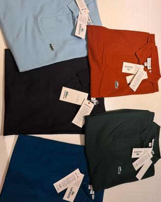 5 polo Lacoste multicolore taglia L slim fit
