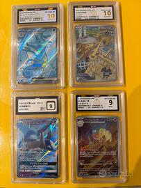 Lotto 4 Carte Pokemon Giapponesi Gradate