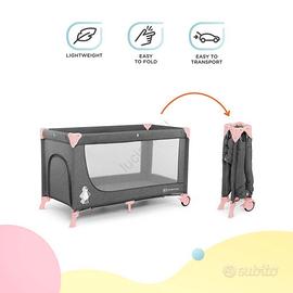 KINDERKRAFT - Lettino da viaggio JOY grigio-rosa