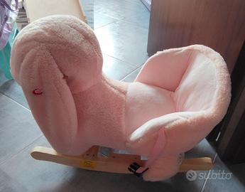 Dondolo per bambini a forma di coniglio rosa