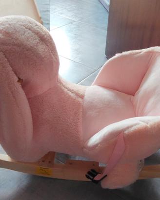 Dondolo per bambini a forma di coniglio rosa