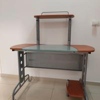 Tavolo scrivania computer silver vetro ciliegio