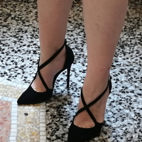 Décolleté scamosciate nere laccetto