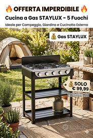 Cucina a gas da esterno o campeggio 5 Fuochi