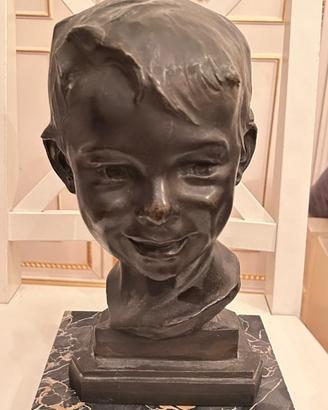 Statua bambino bronzo G. Inghilleri ‘900 firmata