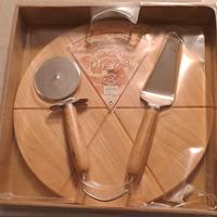 Set Pizza Galileo – Tagliere in legno con rotella 