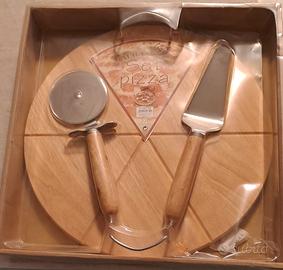 Set Pizza Galileo – Tagliere in legno con rotella 