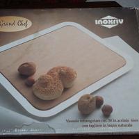 TAGLIERE di LEGNO in VASSOIO INOX - NUOVO