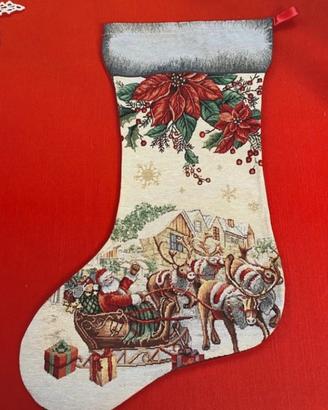 Calza di Natale decorativa stile classico vintage