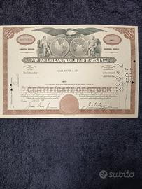 Stati Uniti certificato azionario vintage Pan Am.