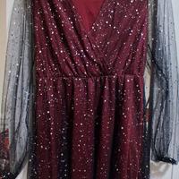 Vestito borgogna con tulle nero taglia S/m