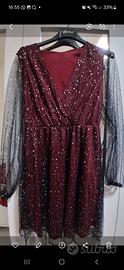 Vestito borgogna con tulle nero taglia S/m